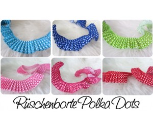 Rüschenborte Polka Dots 30mm blau